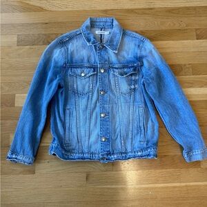 Good American Studded Mesh Back Denim Jean Jacket Light Wash Size 2/3 medium